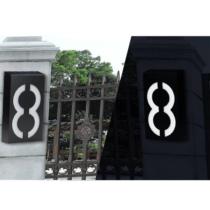 Frendorf | LumenSign Solar LED Wandleuchte | Türschild mit RGB-Beleuchtung | Außenleuchte | Modernes Design