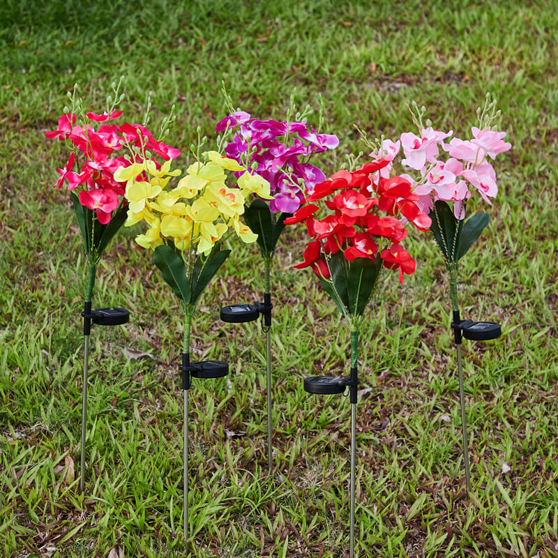 Moderne Kreative Simulation Phalaenopsis Solar LED Außen Patio Rasen Boden Einstich Landschaftslicht