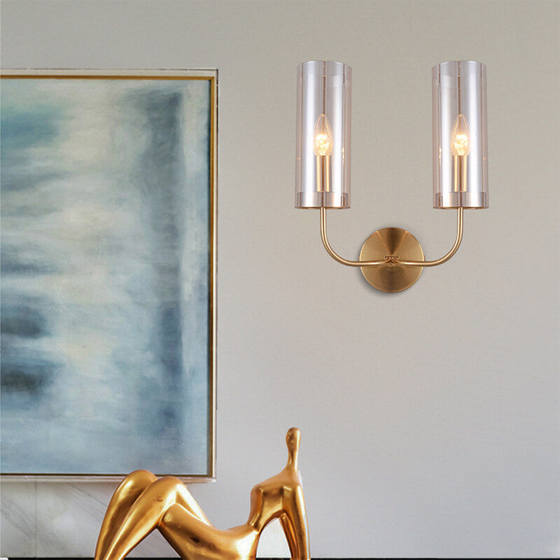 Frendorf | AstraGlas | Glas-Eisen Wandleuchte | 1- oder 2-flammig | Cognac & Hellblau