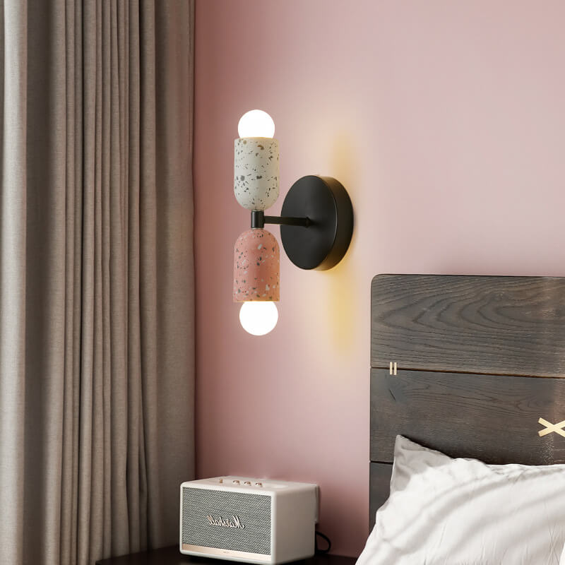 Frendorf | Zenolux Japanisches Wabi-Sabi Design Wandleuchte | Eisen & Zement | 2-Licht Lampe | Perfekt für moderne Innenräume