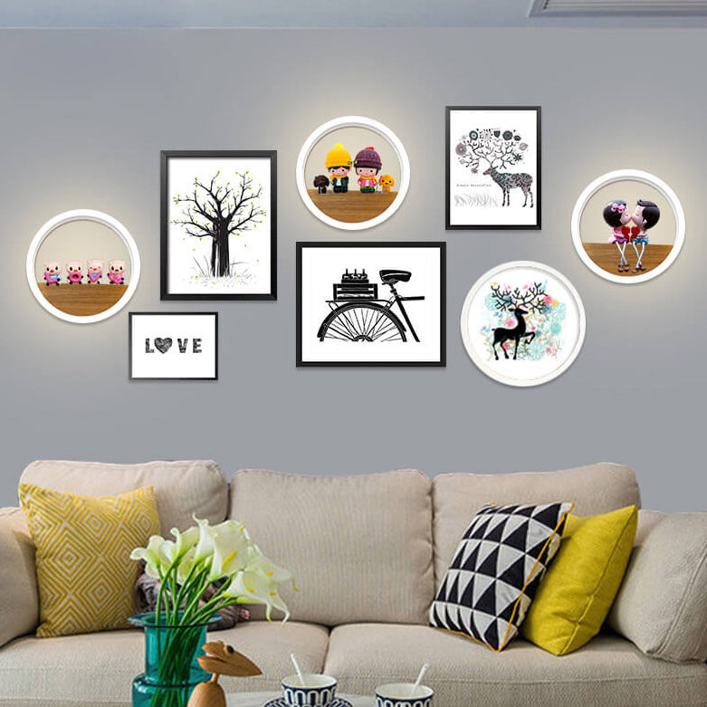 Frendorf | Lumoshelf LED Wandleuchte | Massivholz mit Ablage | Runde Wandlampe | Warm- & Weißlicht
