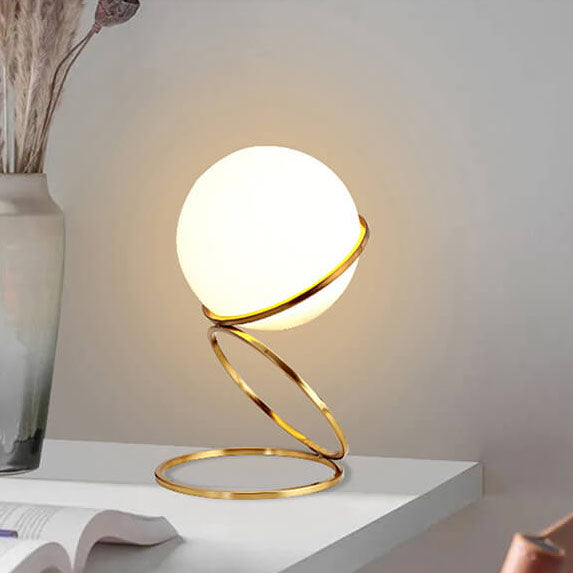 Frendorf | SpiraLume Kreative Tischlampe | Glas-Kugeldesign | Spiralfuß | Moderne Beleuchtung für Zuhause