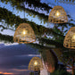 Frendorf | RustiCage Solar Hängelampe | Eisen- und Rattandesign | Wetterfest | LED Beleuchtung | Für Terrasse & Garten
