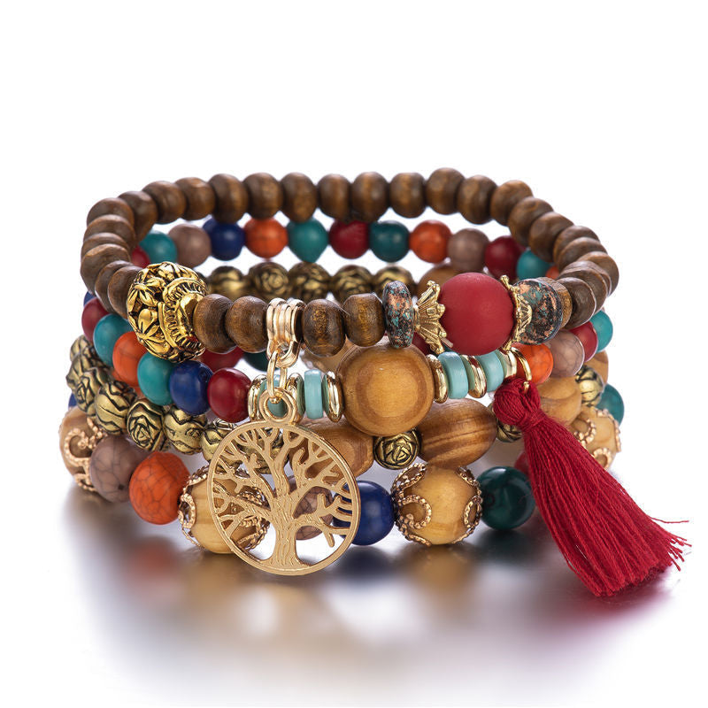 Frendorf | Boho Mehrschichtige Holzperlenarmband