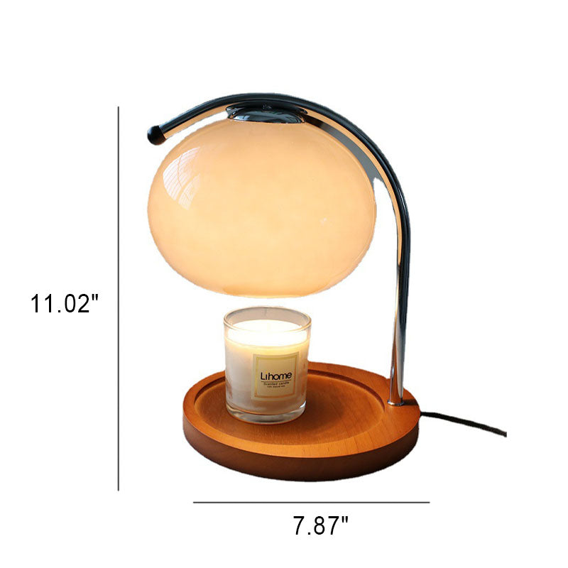Frendorf | Melva Vintage Glasdom-Lampe mit Holzsockel | Schmelzendes Wachs | Dimmer | Stimmungslicht | Deko für Zuhause