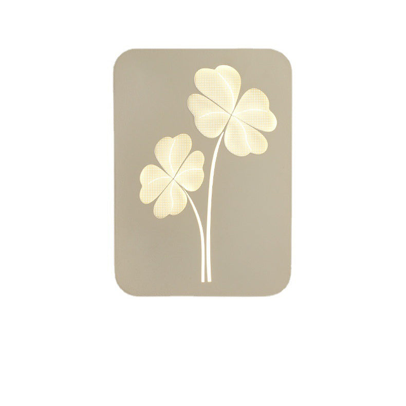 Modern Simplicity Iron Acrylic Rectangular Four-Leaf Clover Square Love Heart LED Wall Sconce Lamp For Bedside