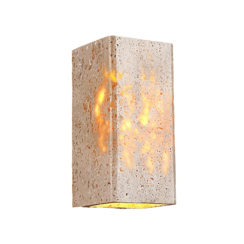 Frendorf | ShinariGlow Travertin LED Wandleuchte | Traditionelles Japanisches Design | Wasserdicht & Stilvoll