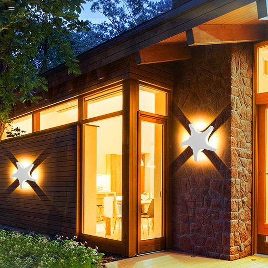 Zeitgenössische Einfachheit Aluminium Seestern Design LED wasserdichte Wandlaterne Lampe für Außenterrasse