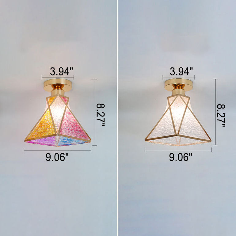 leichtes Luxusglas Gold 1-Licht Halbbodenmontage Deckenleuchte