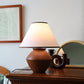 Frendorf | ZenSphere Japanische Vintage Tischlampe | Massivholz & Stoffschirm | Wabi-Sabi Design | 1-flammig | Deko für Zuhause