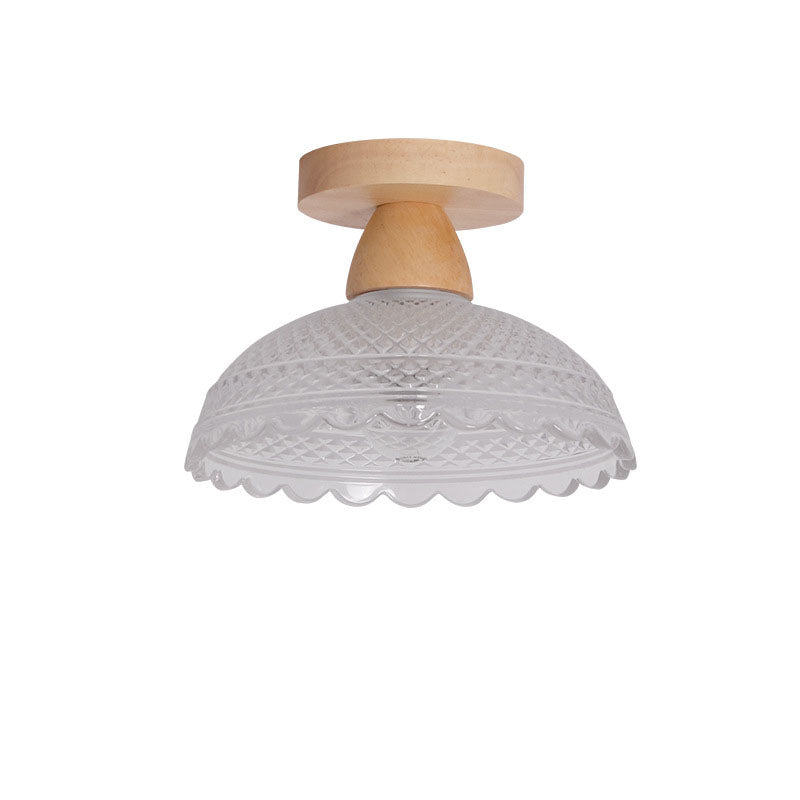 Frendorf | Logra Japanese Minimalist 1-Licht Semi-Flush Mount Deckenleuchte | Holz & Glas | Stimmungslicht | Deko für Zuhause