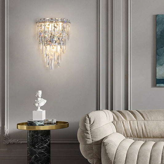 Frendorf | Lustrevia Kristall Wandleuchte | Luxus Design | Quasten aus Kristall | LED 1-Licht | Wohnzimmerlicht