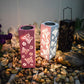 Solar Butterfly Rose Muster Hohle Säule LED Außen wasserdichte dekorative Lampe