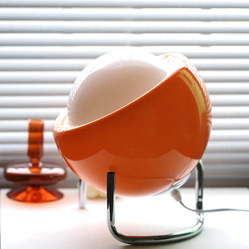 Frendorf | AuroraGlobe Tischlampe | Nordic Vintage Design | Orange Glas & Metall | 1-flammig