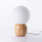 Frendorf | LuxeSphere Scandinavian Tischlampe | Holzsockel | Orb Glas-Design | Perfekt für Schlafzimmer & Wohnzimmer | Stimmungslicht