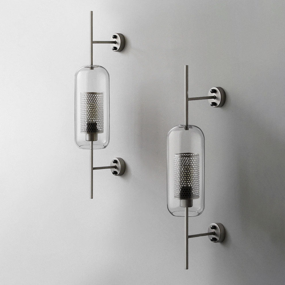 Frendorf | Lumivault Industrial Wandlampe | Zylindrischer Glasschirm | Eisenrahmen | Deko für Schlafzimmer & Wohnräume