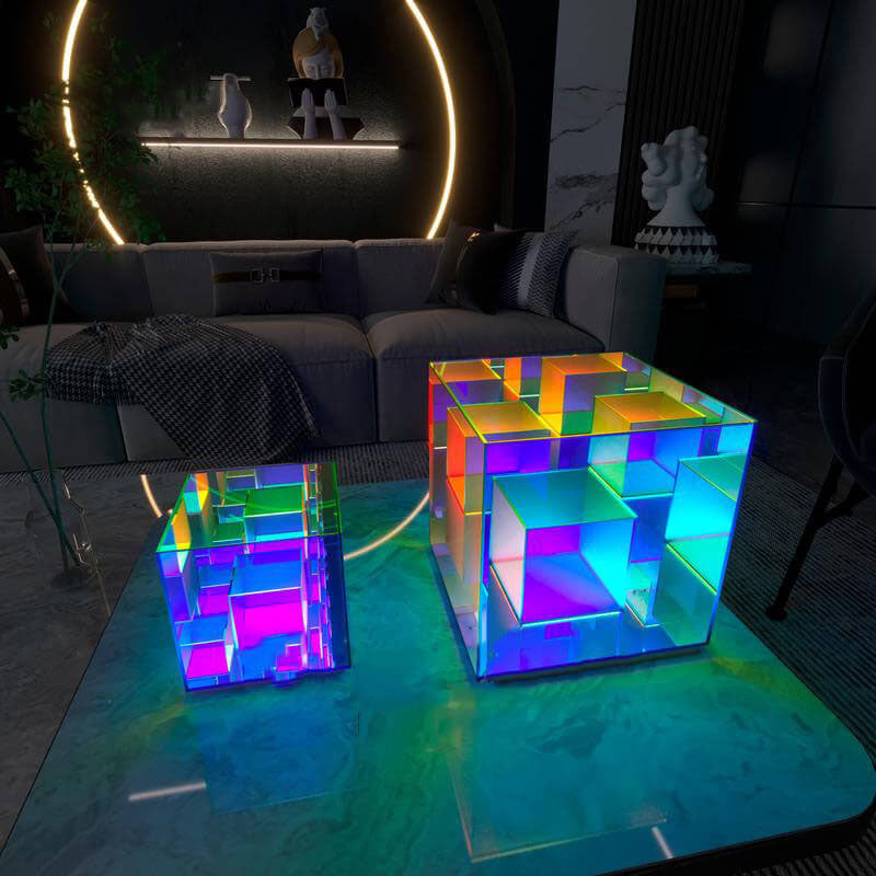 Frendorf | CubeLumin RGB LED Tischlampe | Modernes Design | Rubik’s Cube Optik | Farbwechsel | Deko-Licht