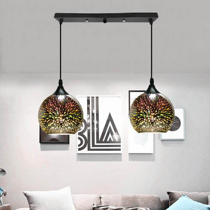 Frendorf | ElysianSpark 3D Creative LED Kronleuchter | 2/3 Lichter | Feuerwerksglas-Dome | Modernes Design | Stimmungslicht für Zuhause