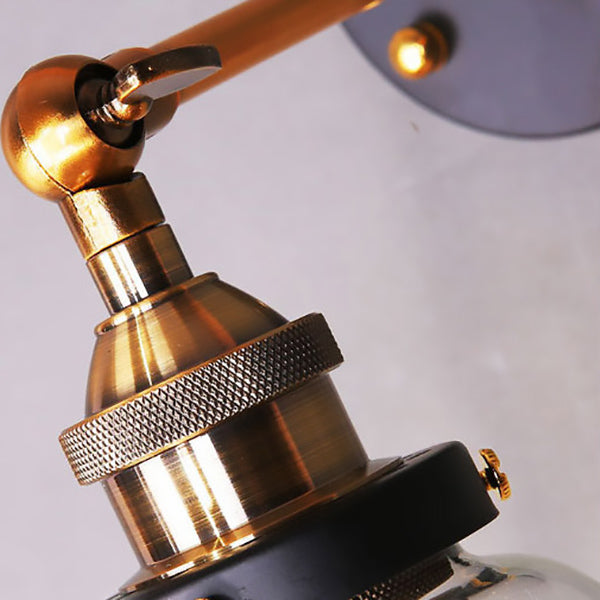 Contemporary Industrial Round Cup Iron Glass 1-Light Wall Sconce Lamp For Living Room