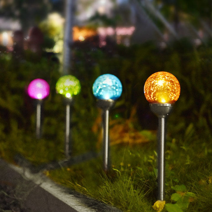 Frendorf | Lumevora Solar Gartenleuchte | Farbige LED Rundkopf-Lampe | Solarbetrieben | Landschaftslicht für Rasen & Wege