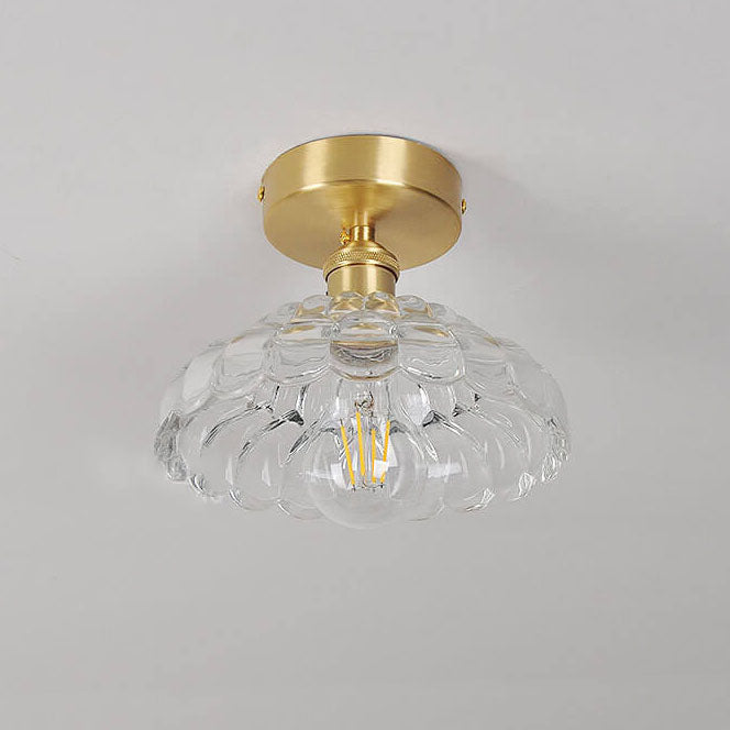Frendorf | Brassaura Dome-Deckenleuchte | Vintage-Messing | Glasabdeckung | Halbbündig montiert | Elegante Beleuchtung