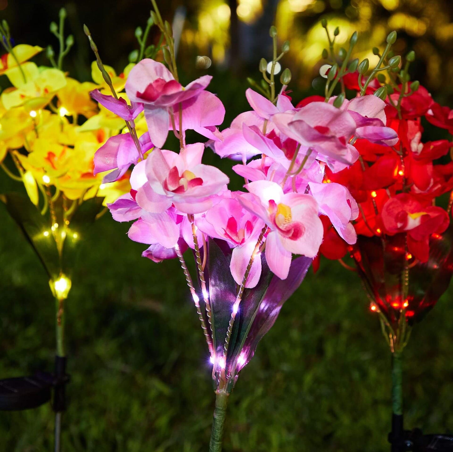 Moderne Kreative Simulation Phalaenopsis Solar LED Außen Patio Rasen Boden Einstich Landschaftslicht