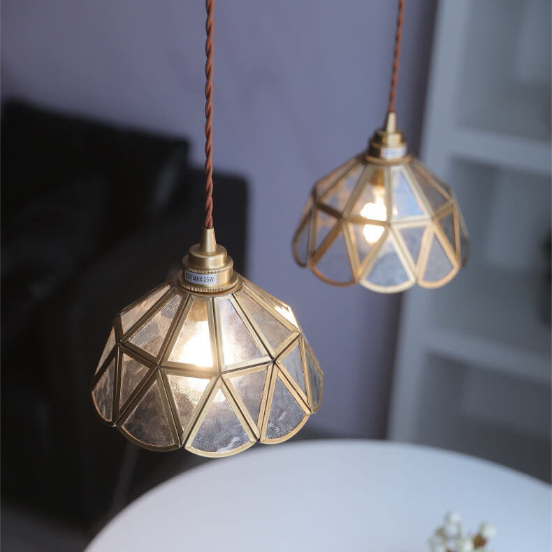 Frendorf | Geometra Vintage Pendelleuchte | Japanisches Design | Kupfer & Glas | Elegante Hängeleuchte