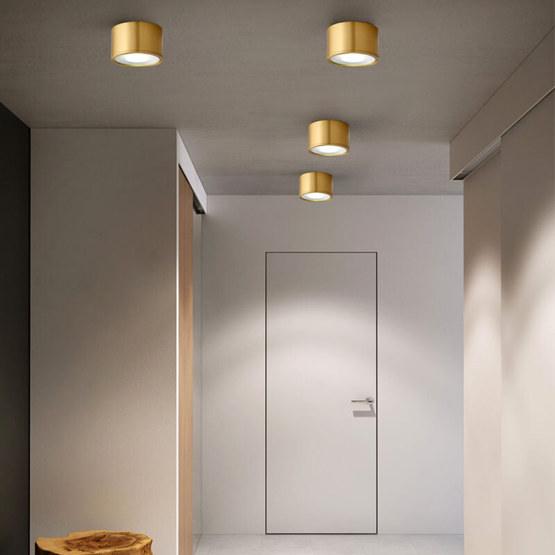 Frendorf | LumaBrass LED Deckenstrahler | Zylindrisches Design | Moderne Flush Mount Beleuchtung | Neutralweiß (4000K)