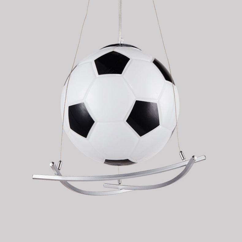 Frendorf | GoalLight Fußball Kinderzimmer Pendelleuchte | Kreatives Design | Glas & Eisen | 1-flammige Hängeleuchte