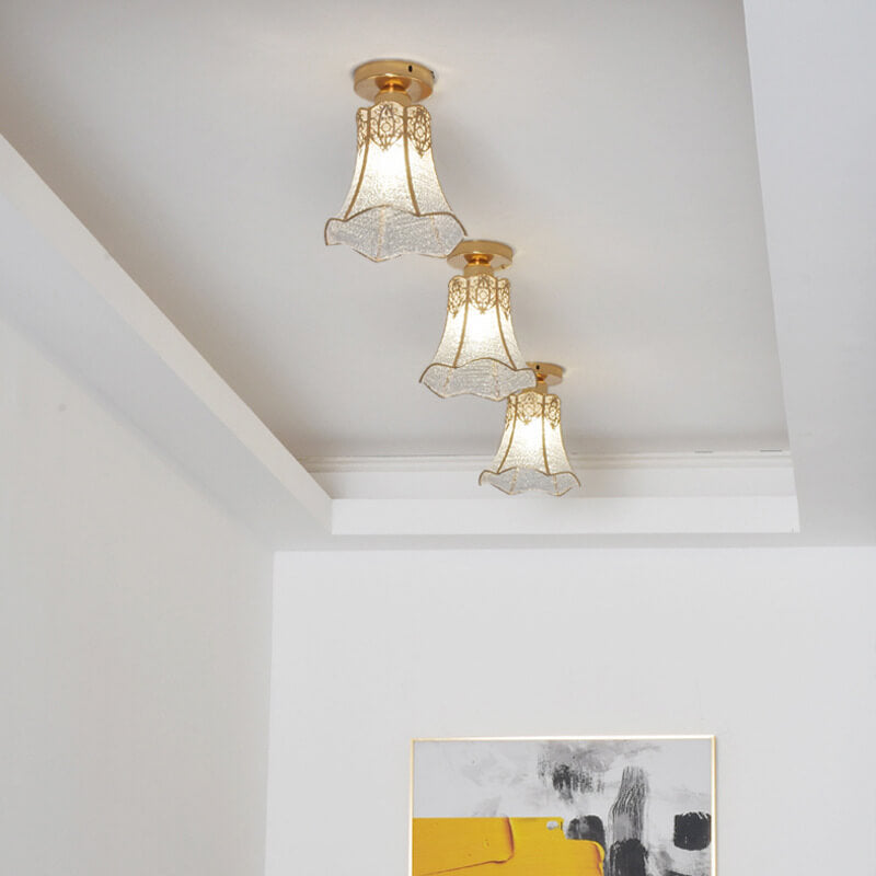 leichtes Luxusglas Gold 1-Licht Halbbodenmontage Deckenleuchte
