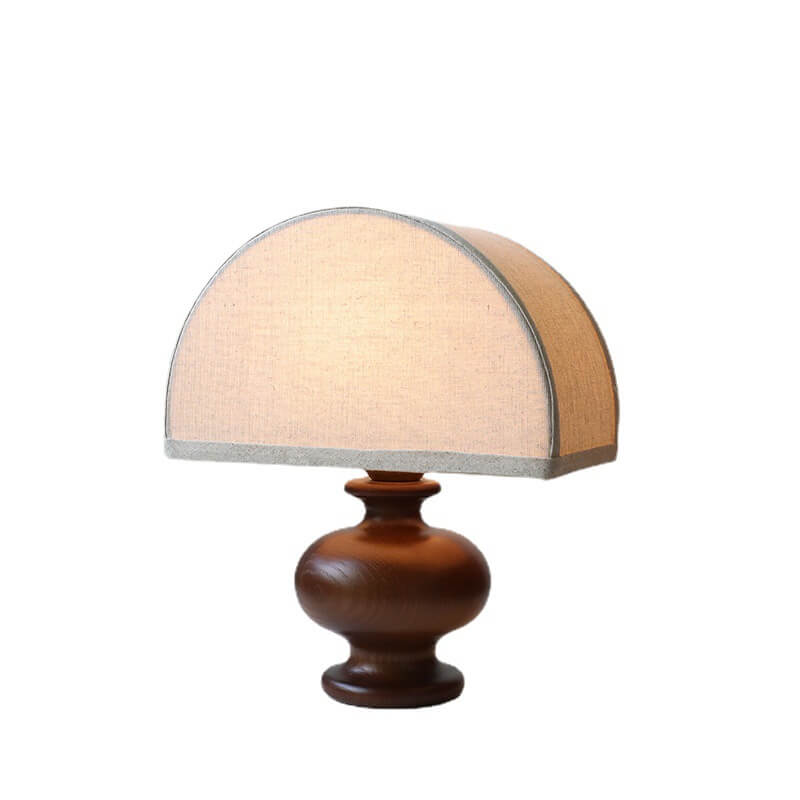 Frendorf | ZenSphere Japanische Vintage Tischlampe | Massivholz & Stoffschirm | Wabi-Sabi Design | 1-flammig | Deko für Zuhause