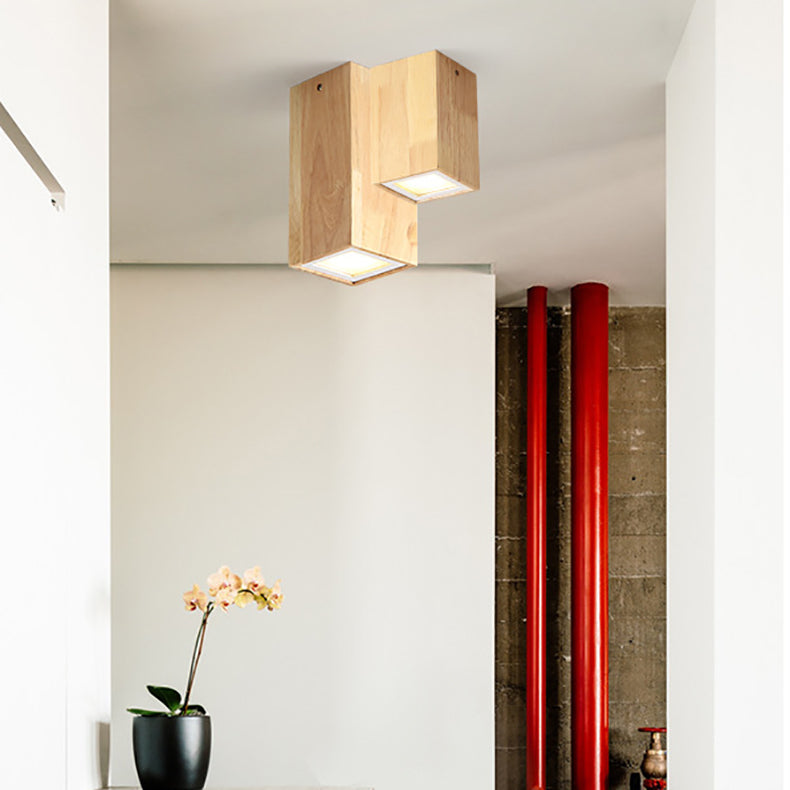 Frendorf | LumaKube Nordic Design LED Deckenleuchte | Holzoptik | Flush Mount | Warmweiß oder Kaltweiß | Stilvolle Beleuchtung für Zuhause