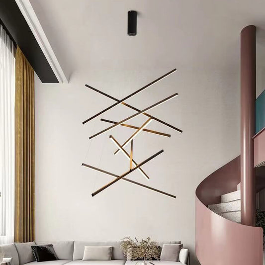Frendorf | GeoLuma Nordic LED Kronleuchter | Geometrisches Linien-Design aus Eisen & Aluminium | 3-9 Flammen | Modern & Energieeffizient