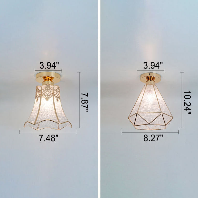 leichtes Luxusglas Gold 1-Licht Halbbodenmontage Deckenleuchte