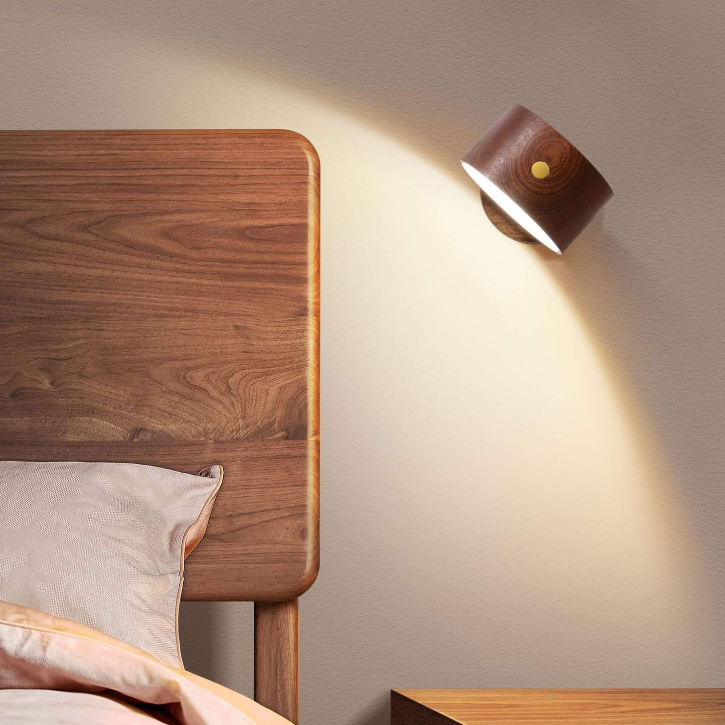 Einfache Holz USB wiederaufladbare Touch-Magnet LED Nachtlicht Wand Sconce Lampe