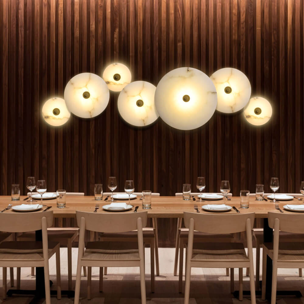 Frendorf | Marblios Runde LED Wandleuchte | Luxus-Marmor & Acryl-Design | Warmes Licht | Modern & Stilvoll für Wohnzimmer & Schlafzimmer