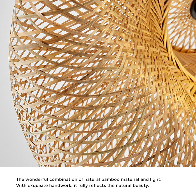 Rattan Gewebtes Bambus -Pendellicht - Led - Licht