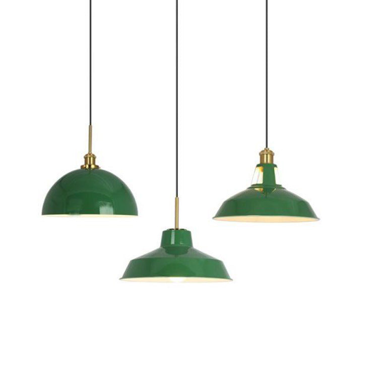 Frendorf | RetroDome Industrielle Vintage Pendelleuchte | Grünes Eisen-Kuppeldesign | Einzellicht | Rustikale Deckenbeleuchtung