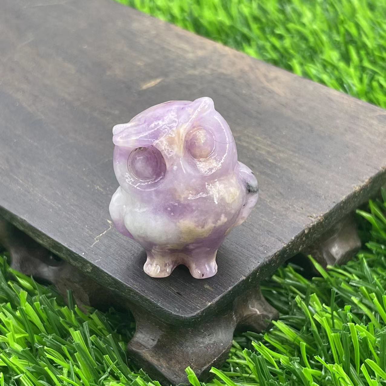 Frendorf 3.5cm natürliche Kristall Eule Ornament Edelstein Dekoration