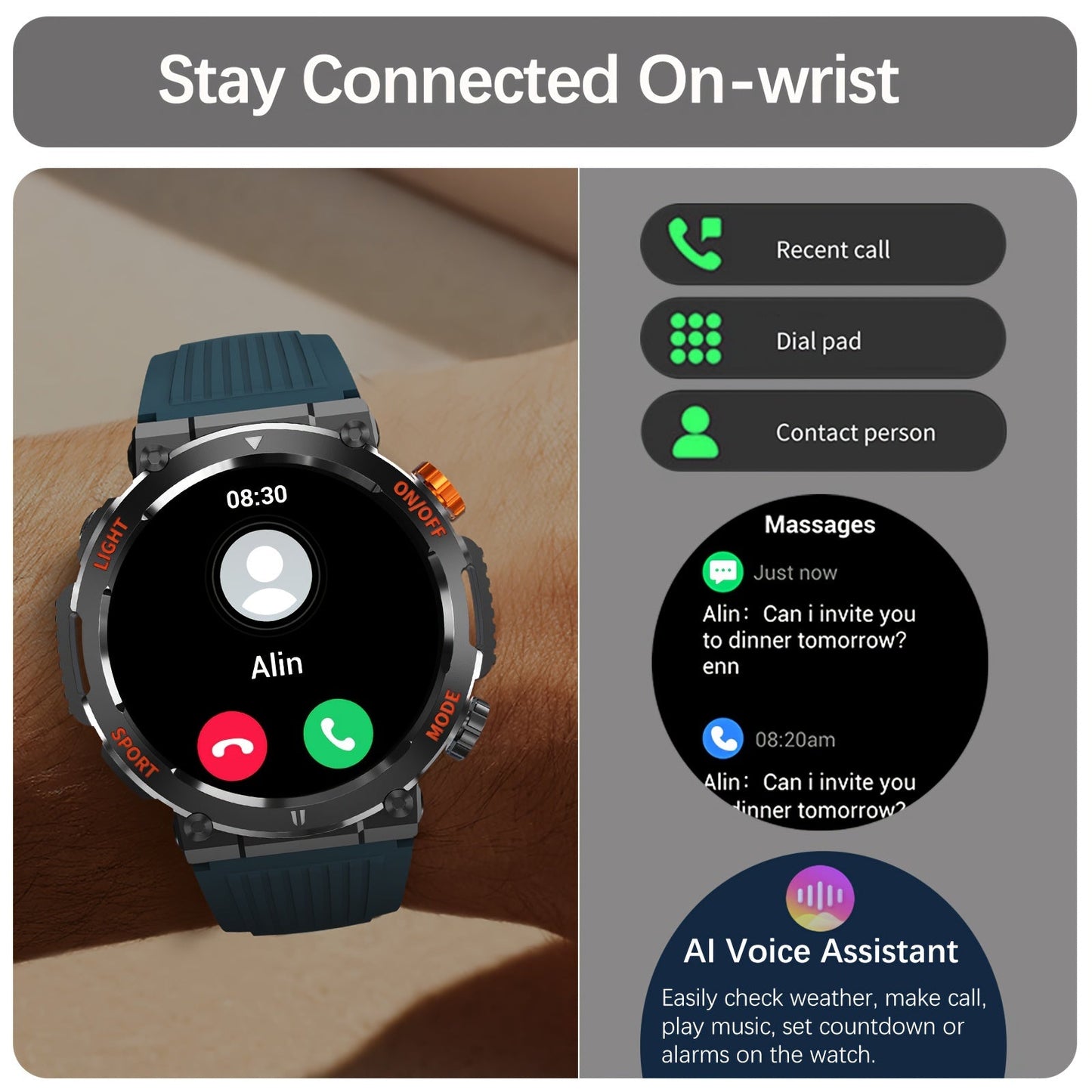 Frendorf | Jack - Wasserdichte Smartwatch mit LED-Taschenlampe und Schlafmonitor