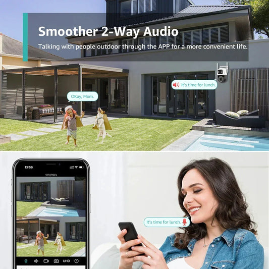 6MP Dual Lens PTZ Outdoor Wifi Dome Kamera mit menschlicher Erkennung & Farb-Nachtsicht - ICSEE App, EU Stecker