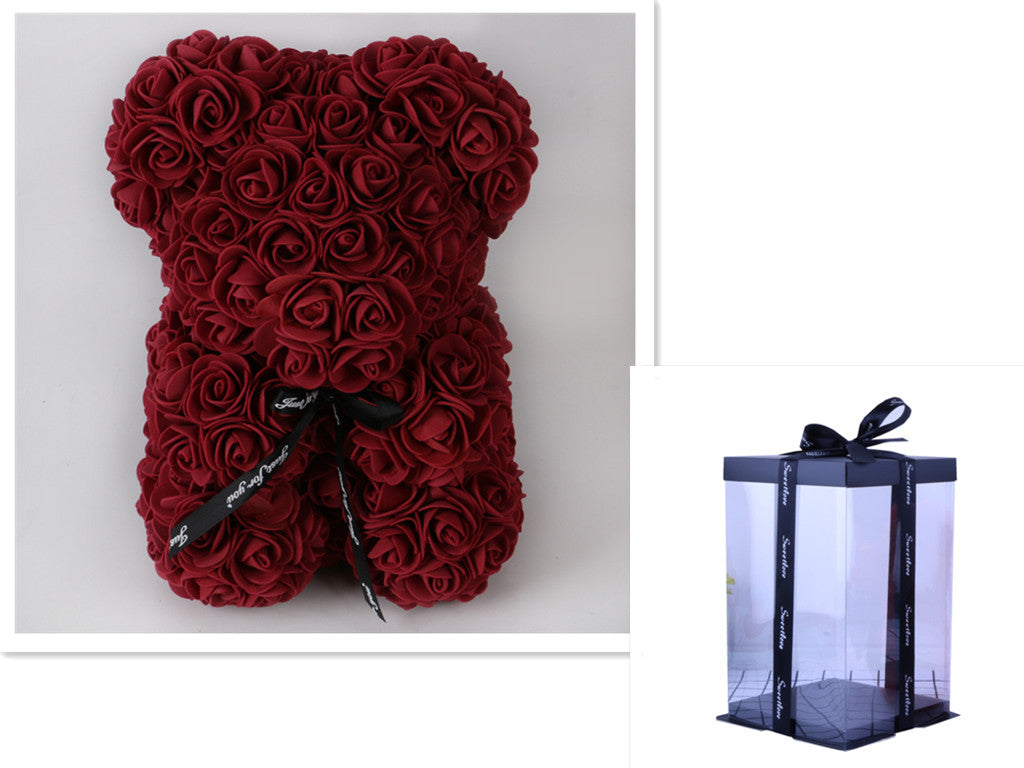 Frendorf | Valentinstag Geschenk Rose Bär Ewige Blume Rose Teddybär PE Schaum Bär 25cm Valentinstag