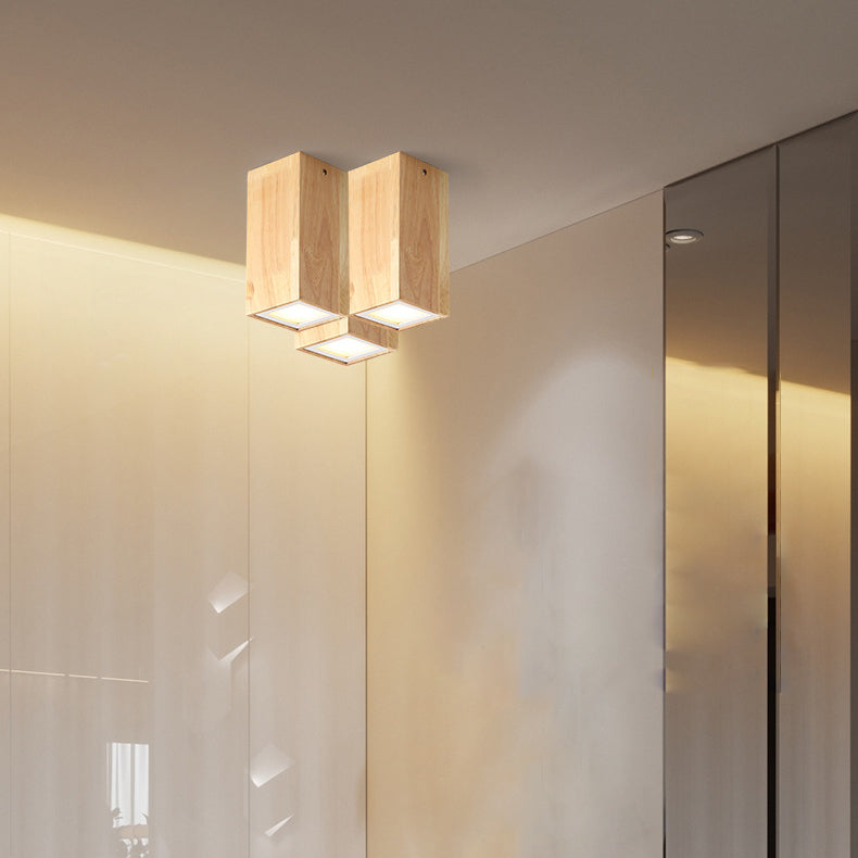 Frendorf | LumaKube Nordic Design LED Deckenleuchte | Holzoptik | Flush Mount | Warmweiß oder Kaltweiß | Stilvolle Beleuchtung für Zuhause