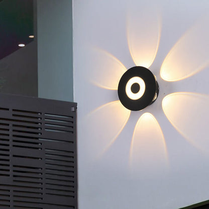 Moderne schwarze runde Aluminium Innen Außen wasserdichte LED Wandleuchte