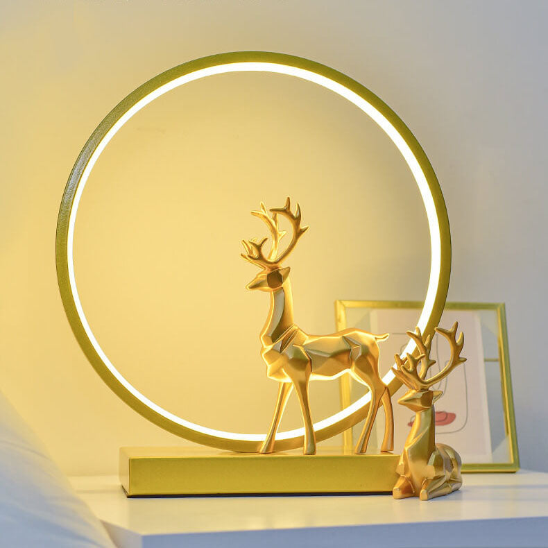 Frendorf | CircleLume USB LED Nachtlicht | Nordic Design | Tischlampe mit Hirschfigur | Warmweißes Licht & Dimmbar