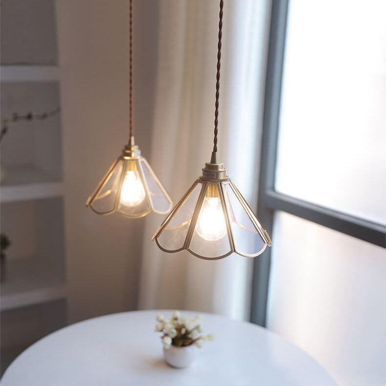 Frendorf | Geometra Vintage Pendelleuchte | Japanisches Design | Kupfer & Glas | Elegante Hängeleuchte