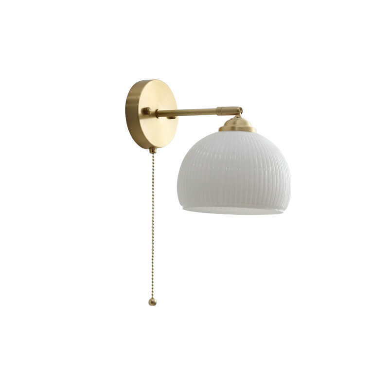 Frendorf | ScandiLume Nordic Wandleuchte mit Zugschalter | Milchglas & Messing Design | Strahlendes Stimmungslicht für Ihr Zuhause