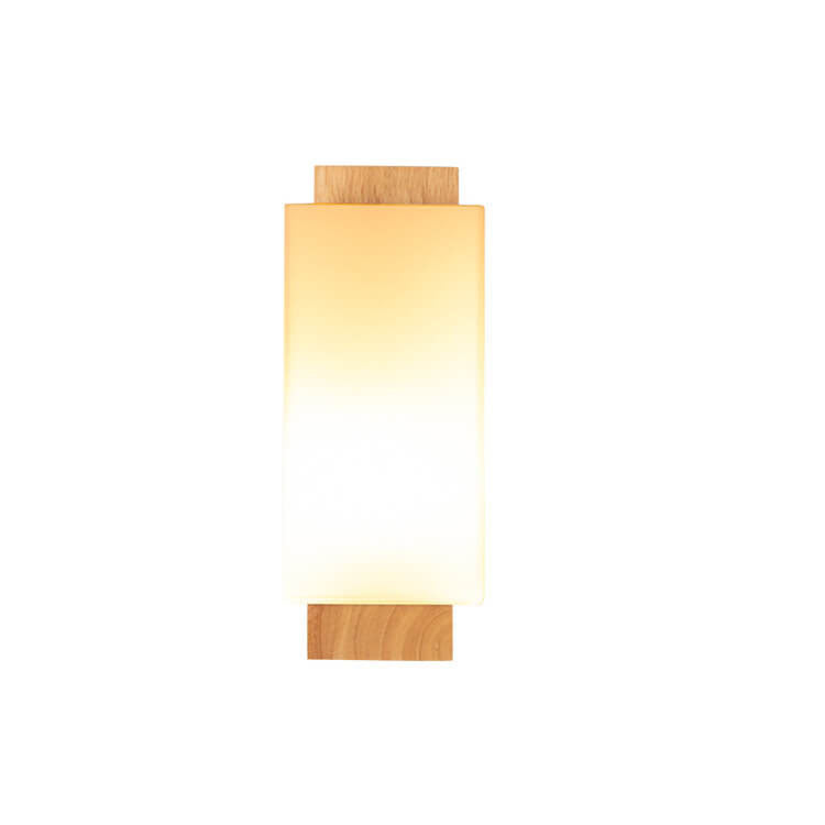 Moderner minimalistischer Massivholz Quadrat Glas Säulen 1-Lampe Wand sconces Leuchte