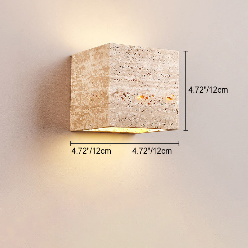 Frendorf | ShinariGlow Travertin LED Wandleuchte | Traditionelles Japanisches Design | Wasserdicht & Stilvoll