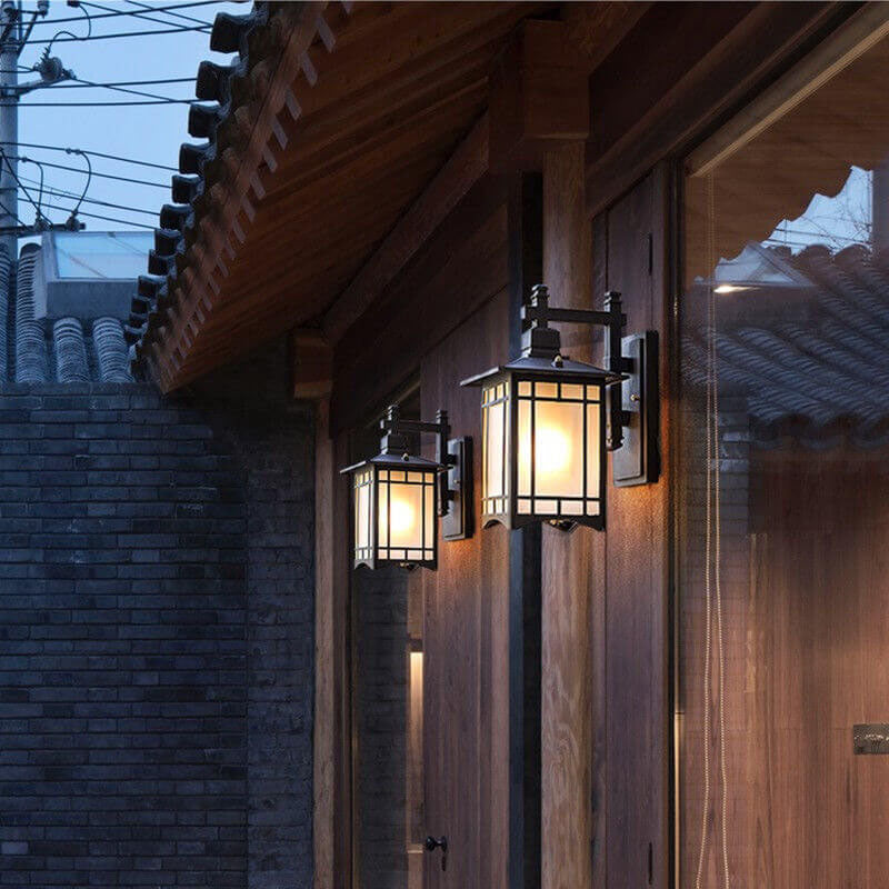 Frendorf | Pavilor Solar Wandlampe | Wasserdicht | Aluminium | Chinesischer Pavillon Stil